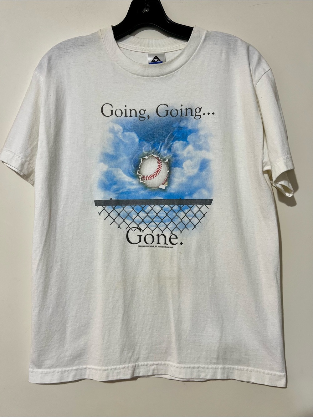 Going, Going... Gone. Vintage White Graphic Baseball T-Shirt